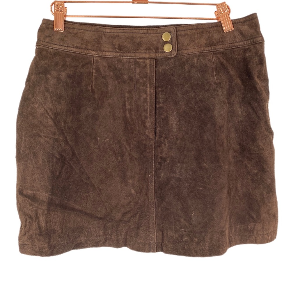Vintage Maxima Brown Leather Mini Skirt